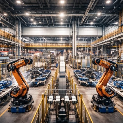 Industrial manufacturing plant with robotic machinery - Hare Murari Placement Service